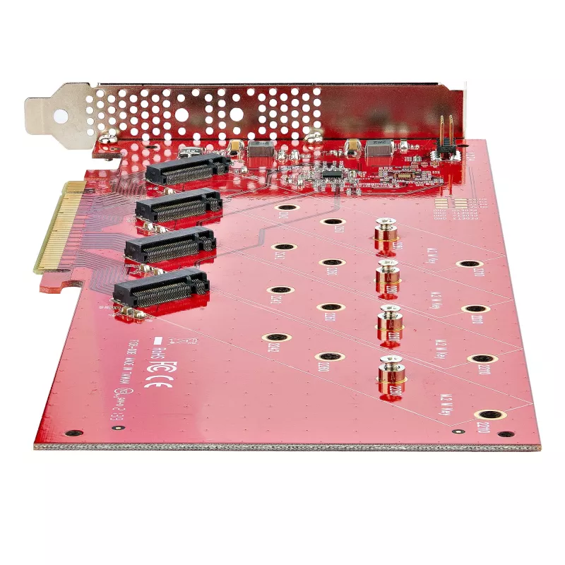 StarTech.com Četrvietīgs M.2 PCIe adaptera karte, PCIe x16 uz četriem NVMe vai AHCI M.2 SSD, PCI Express 4.0, 7,8 GBps/disks, nepieciešama bifurkācija, saderīga ar Windows/Linux
