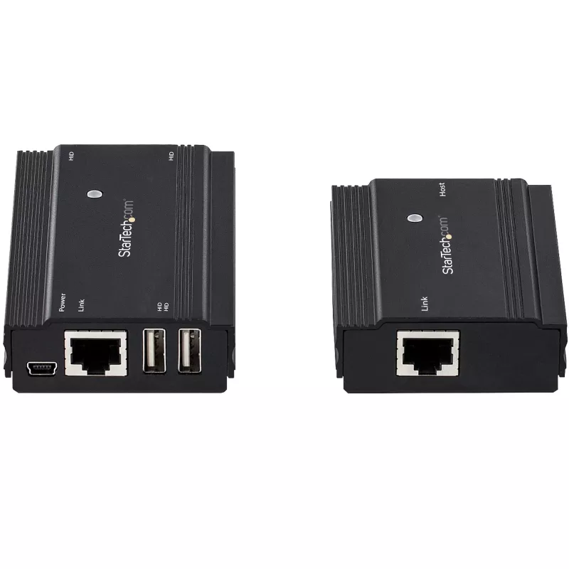 StarTech.com 4 portu USB 2.0 pagarinātāja centrmezgls pa vienu CAT5e/CAT6 Ethernet kabeli (RJ45) — 100 m (330 pēdas) — USB pagarinātāja centrmezgla adaptera komplekts — metāla korpuss — ārēji barots — 480 Mb/s