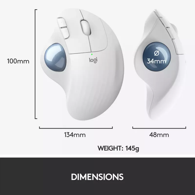 Pele Logitech ERGO M575 bezvadu trackball RF Wireless + Bluetooth