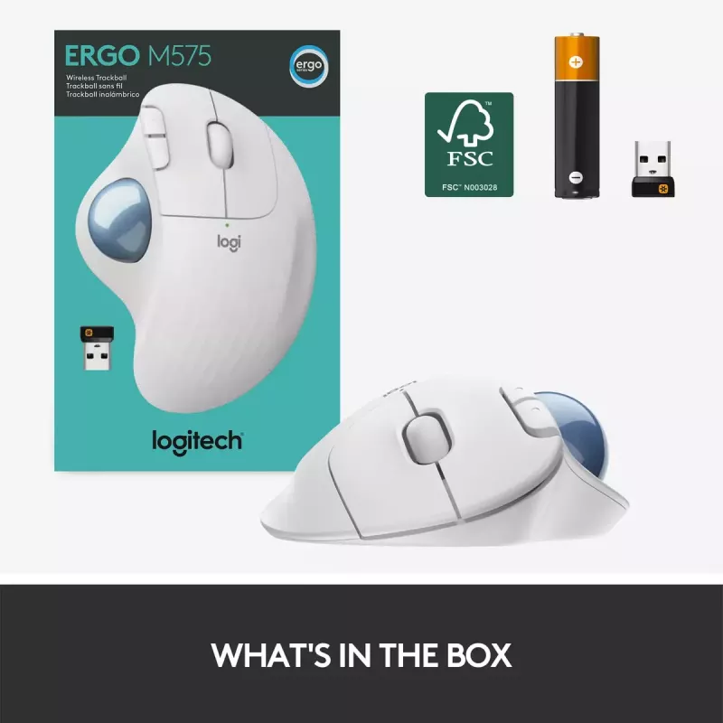 Pele Logitech ERGO M575 bezvadu trackball RF Wireless + Bluetooth