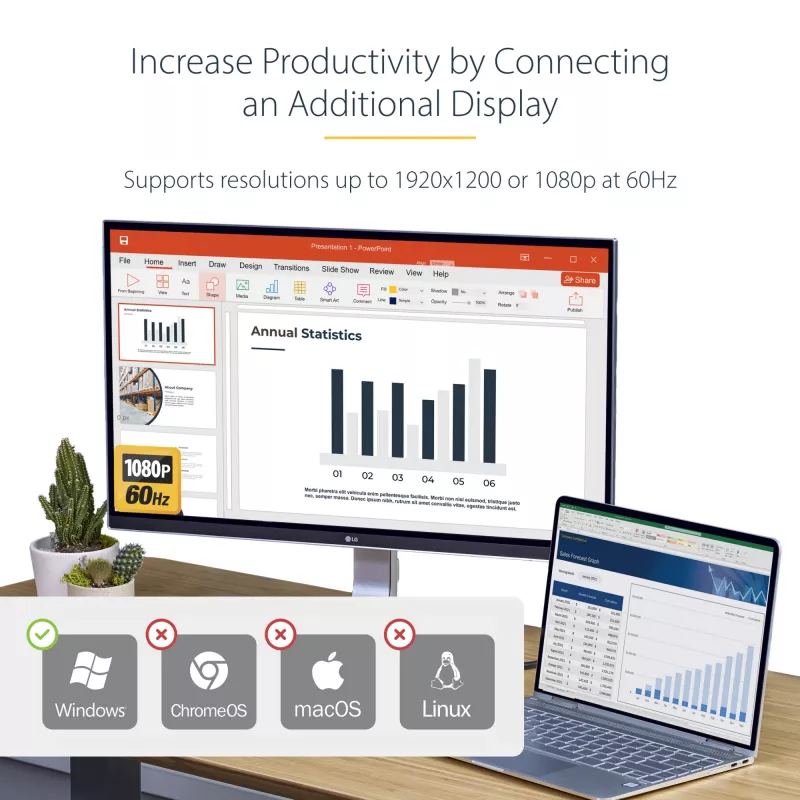 StarTech.com USB 3.0–HDMI adapteris, USB–HDMI monitora pārveidotājs operētājsistēmai Windows, 1080p (netiek atbalstītas macOS/ChromeOS/Linux) – TAA