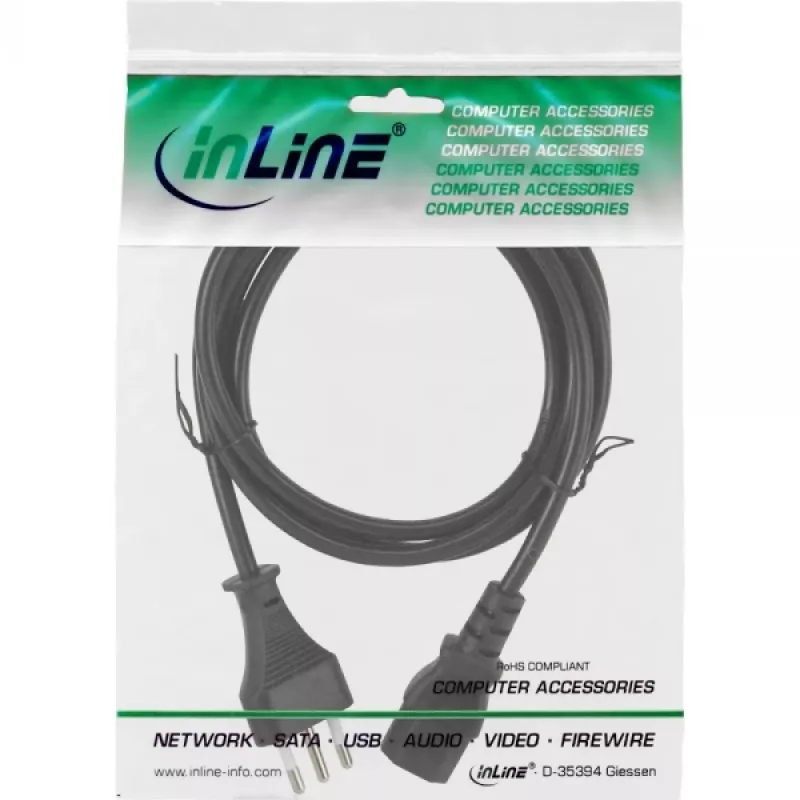 InLine strāvas vads, Itālija vīrišķais / 3-pin IEC C13 vīrišķais, 1,8 m