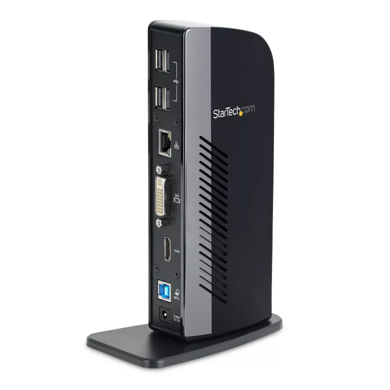 StarTech.com Dual Monitor USB 3.0 Docking Station ar HDMI - DVI - 6 x USB pieslēgvietas~Dual Monitor USB 3.0 klēpjdatoru dokstacija ar HDMI un DVI/VGA, 6x USB-A centrmezgls, GbE, audio, universāla Type-A dokstacija - Windows/macOS/ChromeOS