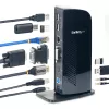 StarTech.com Dual Monitor USB 3.0 Docking Station ar HDMI - DVI - 6 x USB pieslēgvietas~Dual Monitor USB 3.0 klēpjdatoru dokstacija ar HDMI un DVI/VGA, 6x USB-A centrmezgls, GbE, audio, universāla Type-A dokstacija - Windows/macOS/ChromeOS