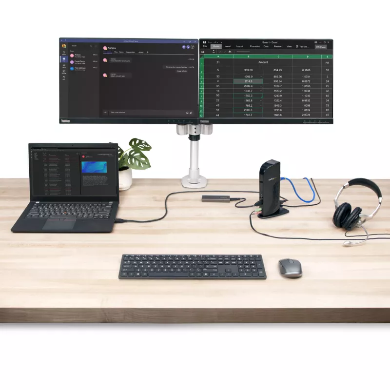 StarTech.com Dual Monitor USB 3.0 Docking Station ar HDMI - DVI - 6 x USB pieslēgvietas~Dual Monitor USB 3.0 klēpjdatoru dokstacija ar HDMI un DVI/VGA, 6x USB-A centrmezgls, GbE, audio, universāla Type-A dokstacija - Windows/macOS/ChromeOS