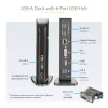 StarTech.com Dual Monitor USB 3.0 Docking Station ar HDMI - DVI - 6 x USB pieslēgvietas~Dual Monitor USB 3.0 klēpjdatoru dokstacija ar HDMI un DVI/VGA, 6x USB-A centrmezgls, GbE, audio, universāla Type-A dokstacija - Windows/macOS/ChromeOS