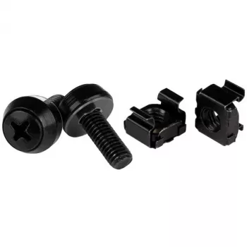 StarTech.com M6 x 12mm - Skrūves un būra uzgriežņi - 50 gab., Melns