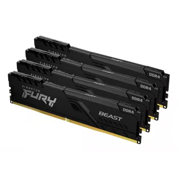 Kingston Technology FURY Beast 64GB 3600MT/s DDR4 CL18 DIMM (4 gab. komplekts) Melns