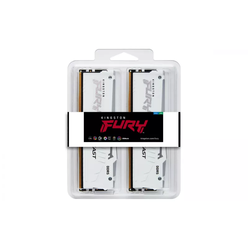 Kingston Technology FURY Beast 32GB 6800MT/s DDR5 CL34 DIMM (Komplekts no 2) Balts RGB EXPO
