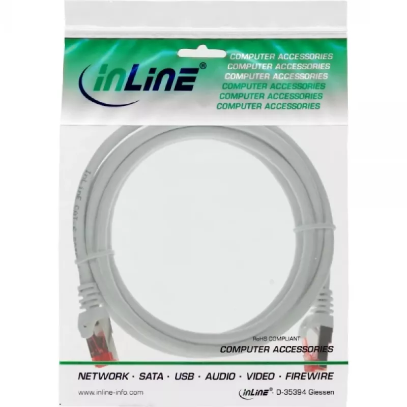 InLine komutācijas kabelis S/FTP PiMF Cat.6 250MHz PVC CCA balts 2m