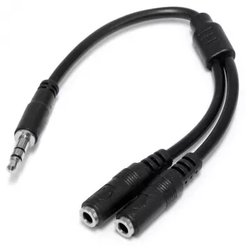 StarTech.com plāns stereo sadalītāja kabelis — 3,5 mm spraudnis uz 2x 3,5 mm ligzdām