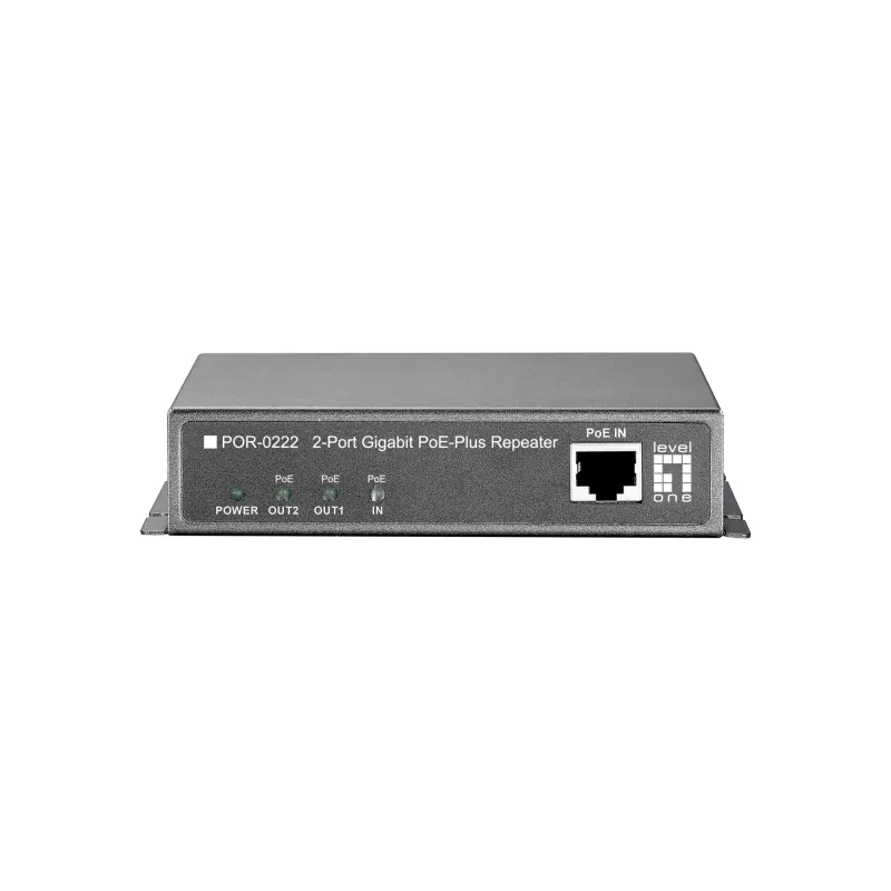 LevelOne Gigabit PoE atkārtotājs, kaskadējams, 2 PoE izejas