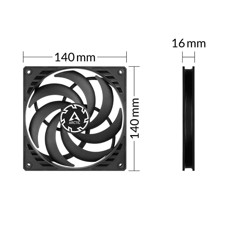ARCTIC P14 plāns PWM PST Spiedienoptimizēts 140 mm PWM Ventilators ar integrētu Y-kabeli
