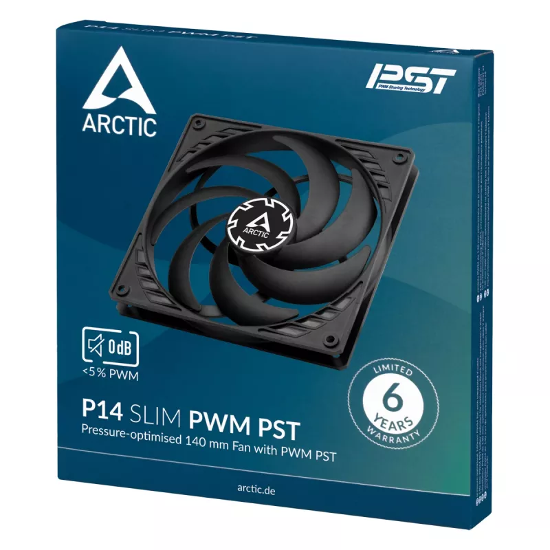ARCTIC P14 plāns PWM PST Spiedienoptimizēts 140 mm PWM Ventilators ar integrētu Y-kabeli
