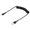 StarTech.com 50cm (20in) USB uz Lightning kabelis, MFi sertificēts, spirālveida iPhone uzlādes kabelis, melns, izturīgs TPE apvalks aramīda šķiedra, pastiprināts spirālveida Lightning kabelis