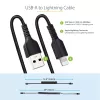 StarTech.com 50cm (20in) USB uz Lightning kabelis, MFi sertificēts, spirālveida iPhone uzlādes kabelis, melns, izturīgs TPE apvalks aramīda šķiedra, pastiprināts spirālveida Lightning kabelis