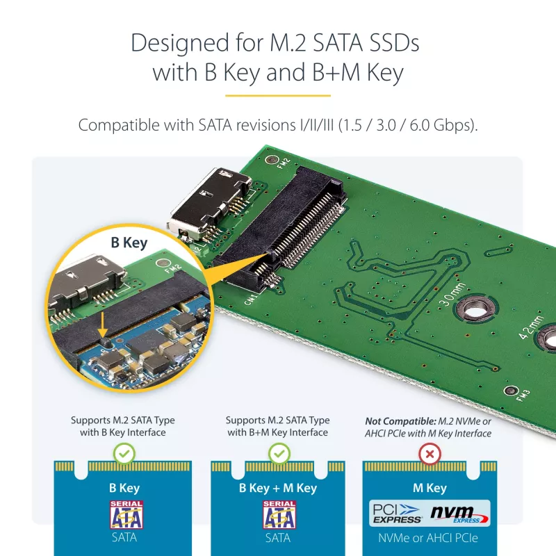 StarTech.com M.2 SSD korpuss M.2 SATA SSD diskiem - USB 3.0 (5 Gbps) ar UASP