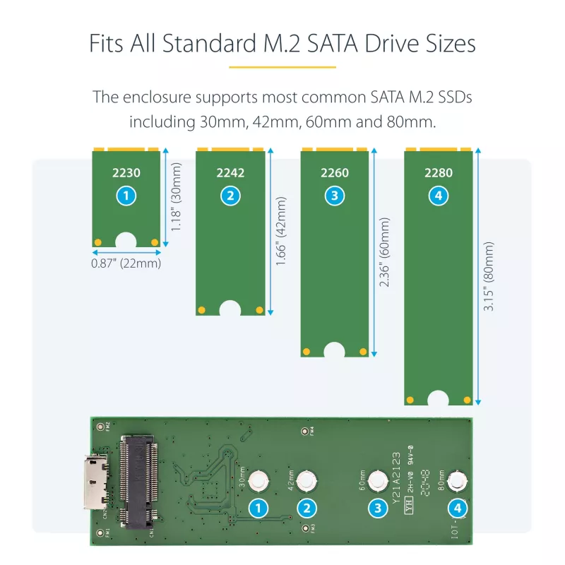 StarTech.com M.2 SSD korpuss M.2 SATA SSD diskiem - USB 3.0 (5 Gbps) ar UASP