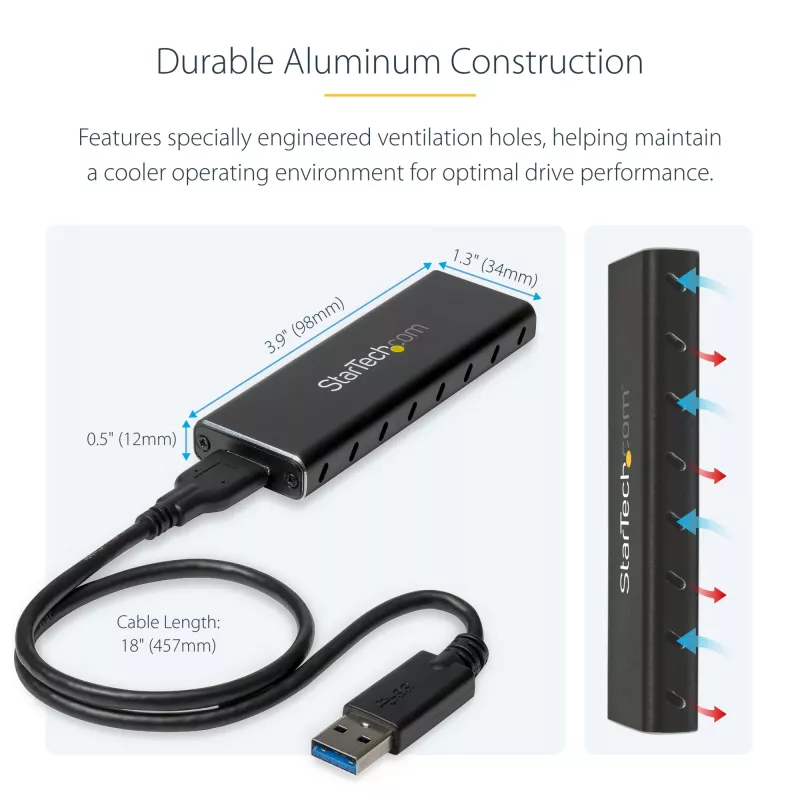 StarTech.com M.2 SSD korpuss M.2 SATA SSD diskiem - USB 3.0 (5 Gbps) ar UASP