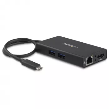 StarTech.com USB-C Multiport Adapter – USB-C ceļojumu pieslēgvieta ar 4K HDMI – 60 W Power Delivery caurlaide, GbE, 2 portu USB-A 3.0 centrmezgls – pārnēsājama mini USB Type-C dokstacija klēpjdatoram