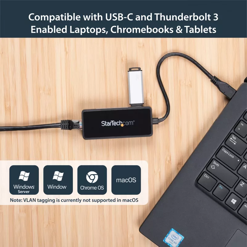 StarTech.com USB-C uz Gigabit tīkla adapteri ar papildu USB 3.0 portu
