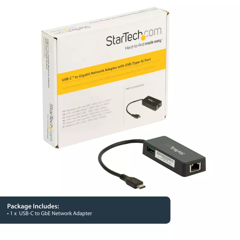 StarTech.com USB-C uz Gigabit tīkla adapteri ar papildu USB 3.0 portu