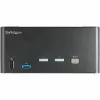 StarTech.com 2 portu trīskāršā monitora DisplayPort KVM slēdzis - 4K 60Hz UHD HDR - galda DP 1.2 KVM ar 2 portu USB 3.0 centrmezglu (5Gbps) un 4x USB 2.0 HID pieslēgvietām, audio - karsto taustiņu pārslēgšana - TAA