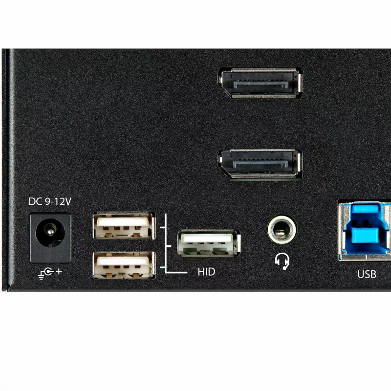 StarTech.com 2 portu trīskāršā monitora DisplayPort KVM slēdzis - 4K 60Hz UHD HDR - galda DP 1.2 KVM ar 2 portu USB 3.0 centrmezglu (5Gbps) un 4x USB 2.0 HID pieslēgvietām, audio - karsto taustiņu pārslēgšana - TAA