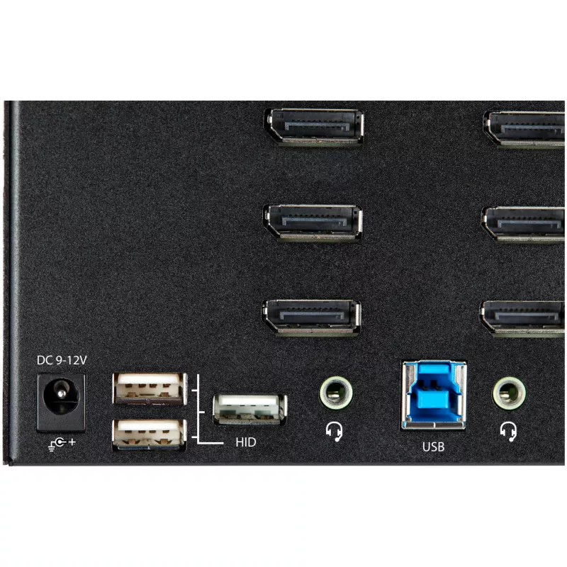 StarTech.com 2 Portu Quad Monitor DisplayPort KVM Slēdzis - 4K 60Hz UHD HDR - Galda 4K DP 1.2 KVM ar 2 Portu USB 3.0 Centrmezglu (5Gbps) un 4x USB 2.0 HID Portiem, Audio - Karstie taustiņi pārslēgšanai - TAA