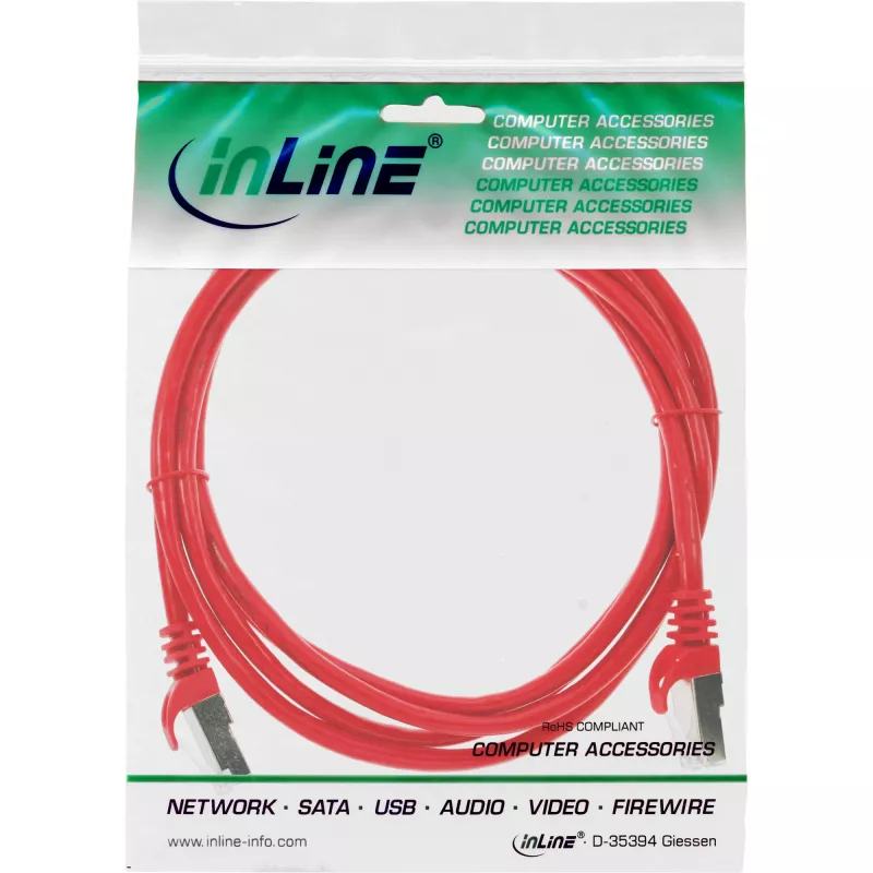 InLine Patch vads SF/UTP Cat.5e sarkans 3 m