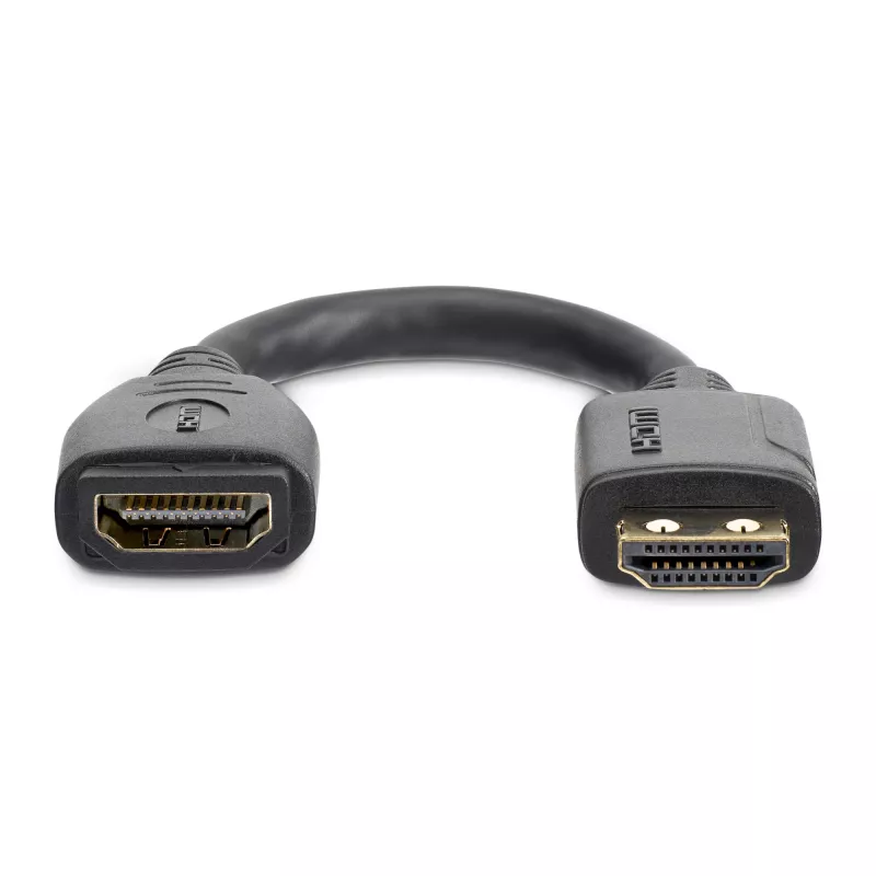 StarTech.com 6 collu (15cm) HDMI porta saudzējošais kabelis - 4K 60Hz ātrgaitas HDMI 2.0 paplašināšanas kabelis ar Ethernet - īss HDMI paplašināšanas kabelis - HDMI vīrišķais pret sievišķo paplašināšanas adaptera vads