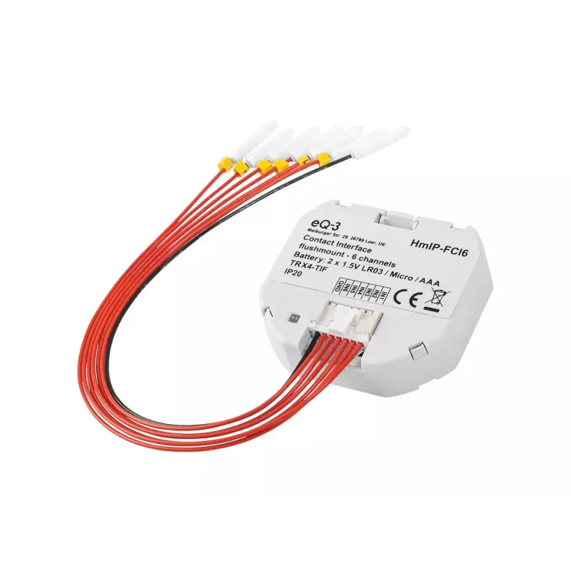 Gaismas slēdzis Homematic IP HmIP-FCI6, balts, pogu vadība, baterija (AAA), IP20, 48.5×15×53 mm