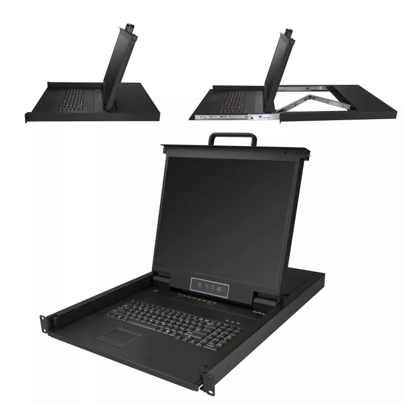 StarTech.com 8 pieslēgvietu plauktā montējama KVM konsole ar 1.8 m kabeļiem - Integrēts KVM slēdzis ar 19 collu LCD monitoru - Pilnvērtīga 1U LCD KVM atvilktne - OSD KVM - Izturīgs 50 000 stundu MTBF - USB + VGA atbalsts