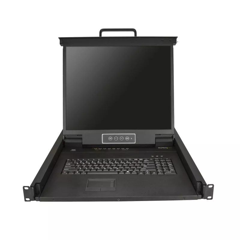 StarTech.com 8 pieslēgvietu plauktā montējama KVM konsole ar 1.8 m kabeļiem - Integrēts KVM slēdzis ar 19 collu LCD monitoru - Pilnvērtīga 1U LCD KVM atvilktne - OSD KVM - Izturīgs 50 000 stundu MTBF - USB + VGA atbalsts