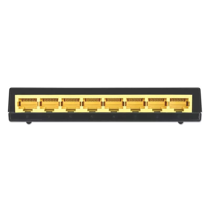 Intellinet 8 portu gigabitu Ethernet komutators, galda izmēra, plastmasas, IEEE 802.3az (energoefektīvs Ethernet), melns