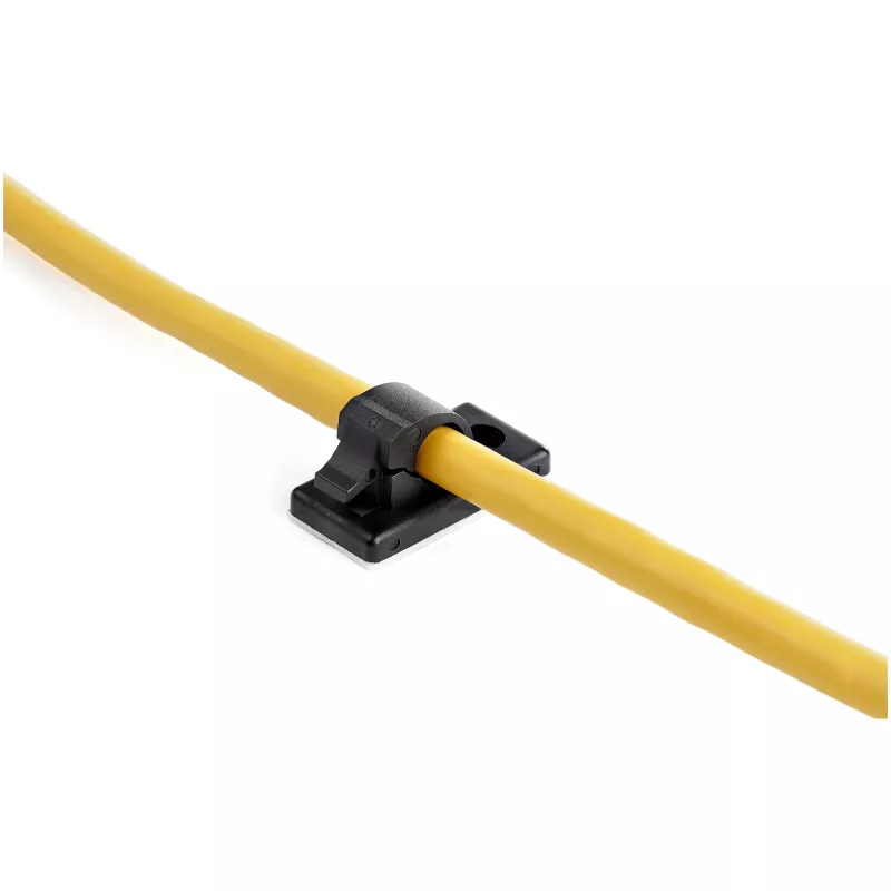 StarTech.com 100 Adhesive kabeļu pārvaldības skavas Melns - tīkls/Ethernet/Office Desk/Computer Cord Organizer - Sticky kabelis/Wire Holders - Nylon Self Adhesive Clamp UL/94V-2 Fire Rated