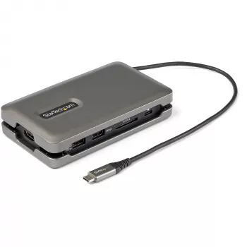 StarTech.com USB C multiportu adapteris - USB C uz 4K 60Hz HDMI 2.0 - 2 portu 10 Gbps USB centrmezgls - 100 W Power Delivery caurlaide - GbE - SD/MicroSD - USB Type-C mini dokstacija - 10 collu kabelis