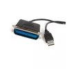 StarTech.com 6 pēdu USB–paralēlā printera adapteris — vīr./vīr., melns, Centronics, USB A, 1,9 m, vīrišķais/vīrišķais, USB A, Centronics 36