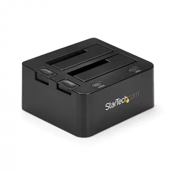 StarTech.com Dual-Bay USB 3.0 uz SATA cietā diska dokstacija, USB cietā diska dokstacija, ārējā 2.5/3.5 collu SATA I/II/III SSD/HDD dokstacija, karstās nomaiņas cietā diska nodalījums, augšējā ielāde