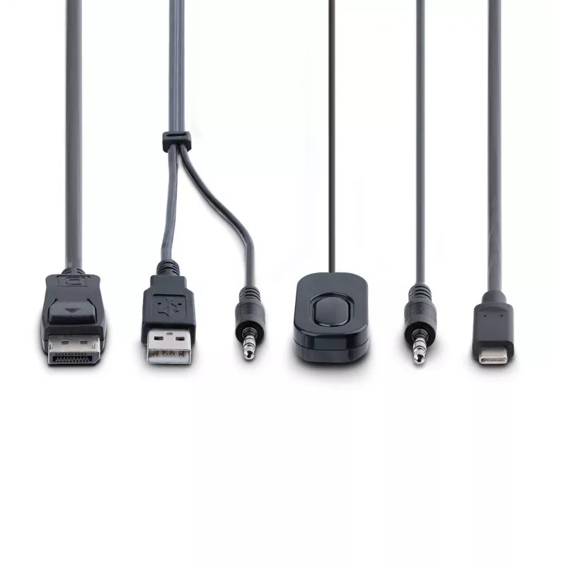 StarTech.com 2 portu hibrīda USB-C DisplayPort kabeļa KVM slēdzis, 4K 60Hz, kompakts KVM ar 6 pēdu/1,8 m USB-A/DisplayPort/audio un 4 pēdu/1,2 m USB-C integrētiem resursdatora kabeļiem, ar kopnes barošanu - tālvadības spiedpoga/karsto taustiņu pārslēgšana