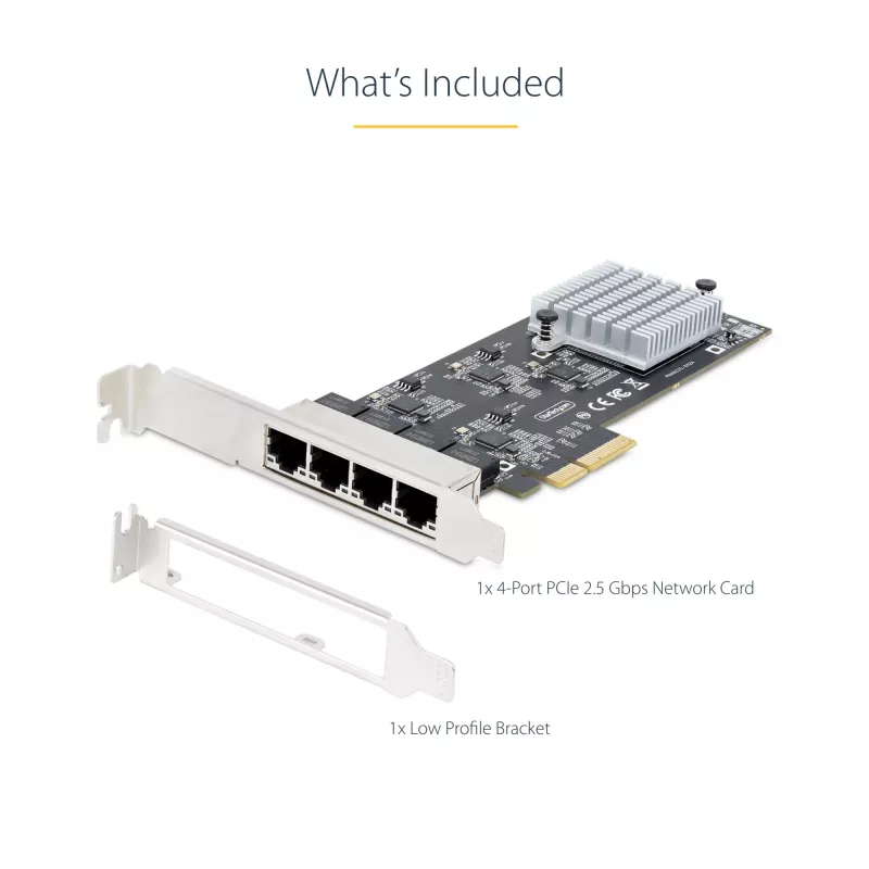 StarTech.com 4 portu 2,5 Gbps NBASE-T PCIe tīkla karte, Intel I225-V, četru portu datora tīkla karte, vairāku gigabitu NIC, PCI Express servera LAN karte, galddatora Ethernet saskarne