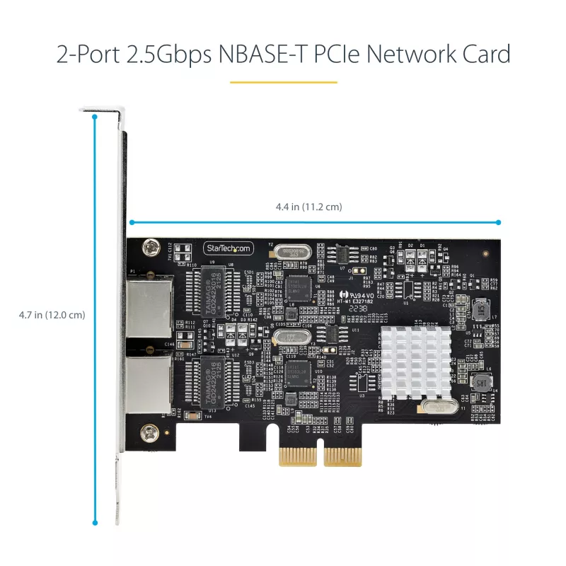 StarTech.com 2 portu 2,5 Gbps NBASE-T PCIe tīkla karte, Intel I225-V, divu portu datora tīkla karte, Multi-Gigabit NIC, PCI Express servera LAN karte, galddatora Ethernet saskarne