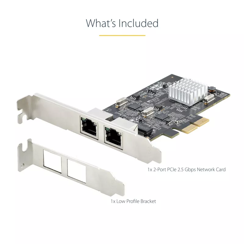 StarTech.com 2 portu 2,5 Gbps NBASE-T PCIe tīkla karte, Intel I225-V, divu portu datora tīkla karte, Multi-Gigabit NIC, PCI Express servera LAN karte, galddatora Ethernet saskarne