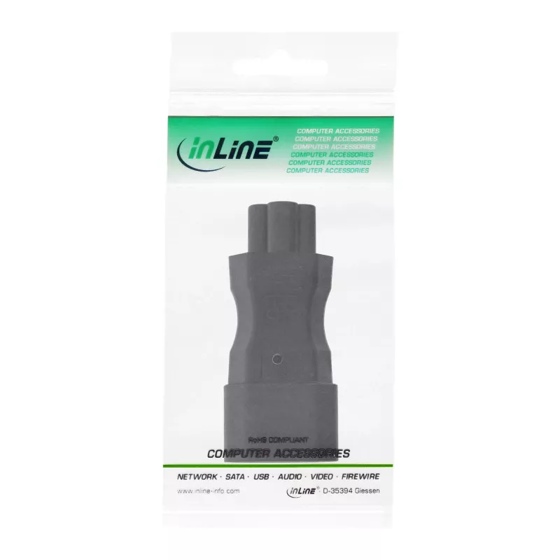 InLine barošanas adapteris IEC 60320 C14 / C5, 3‑kontaktu, IEC ierīcei / klēpjdatoram