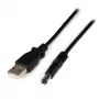 StarTech.com USB uz 5,5 mm barošanas kabelis - tips N cilindriskais savienotājs - 1m, 1 m, USB A, Barrel type N