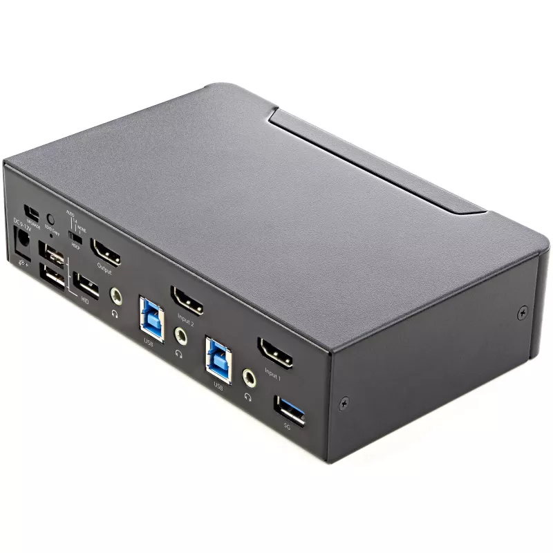 StarTech.com 2 portu HDMI KVM slēdzis - viens monitors 4K 60Hz Ultra HD HDR - galddatora HDMI 2.0 KVM slēdzis ar 2 portu USB 3.0 centrmezglu (5Gbps) un 4x USB 2.0 HID, audio - karsto taustiņu pārslēgšana - TAA