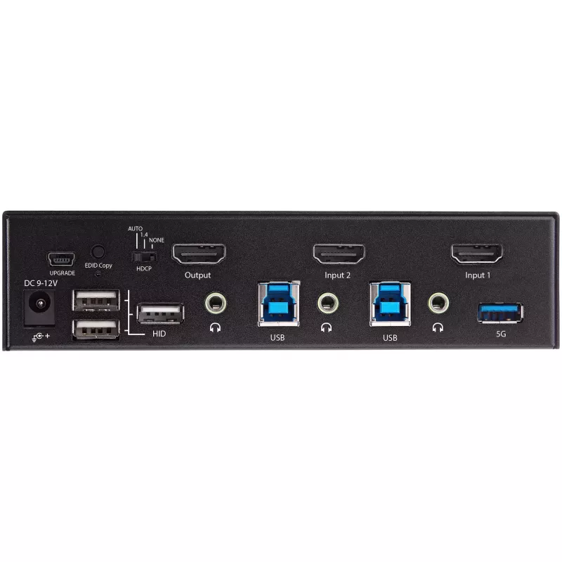 StarTech.com 2 portu HDMI KVM slēdzis - viens monitors 4K 60Hz Ultra HD HDR - galddatora HDMI 2.0 KVM slēdzis ar 2 portu USB 3.0 centrmezglu (5Gbps) un 4x USB 2.0 HID, audio - karsto taustiņu pārslēgšana - TAA
