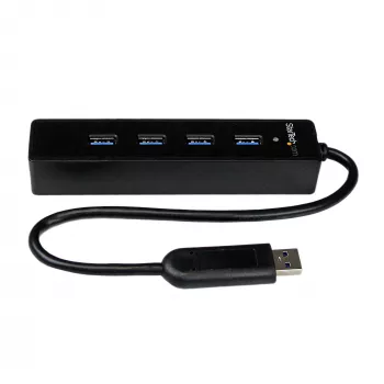 StarTech.com 4 Port Portable SuperSpeed USB 3.0 Hub with Built-in kabelis~4 Port Portable SuperSpeed USB 3.0 Hub with Built-in kabelis - 5Gbps