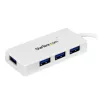 StarTech.com Pārnēsājams 4 portu SuperSpeed Mini USB 3.0 centrmezgls - balts ~ Pārnēsājams 4 portu SuperSpeed Mini USB 3.0 centrmezgls - 5 Gbps - balts