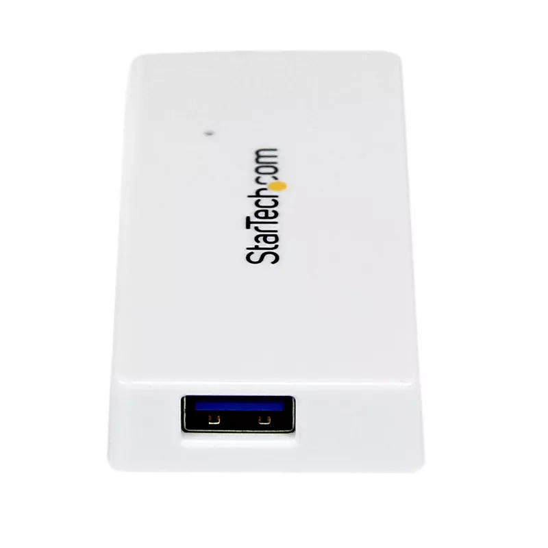 StarTech.com Pārnēsājams 4 portu SuperSpeed Mini USB 3.0 centrmezgls - balts ~ Pārnēsājams 4 portu SuperSpeed Mini USB 3.0 centrmezgls - 5 Gbps - balts